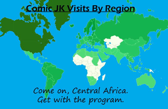 Comic JK World Map: Disappointed in Central Africa.