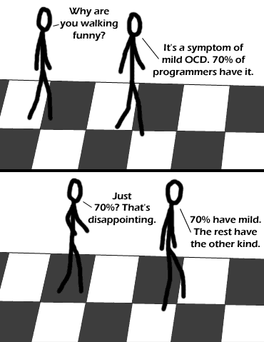 Programmers tile walking xkcd OCD